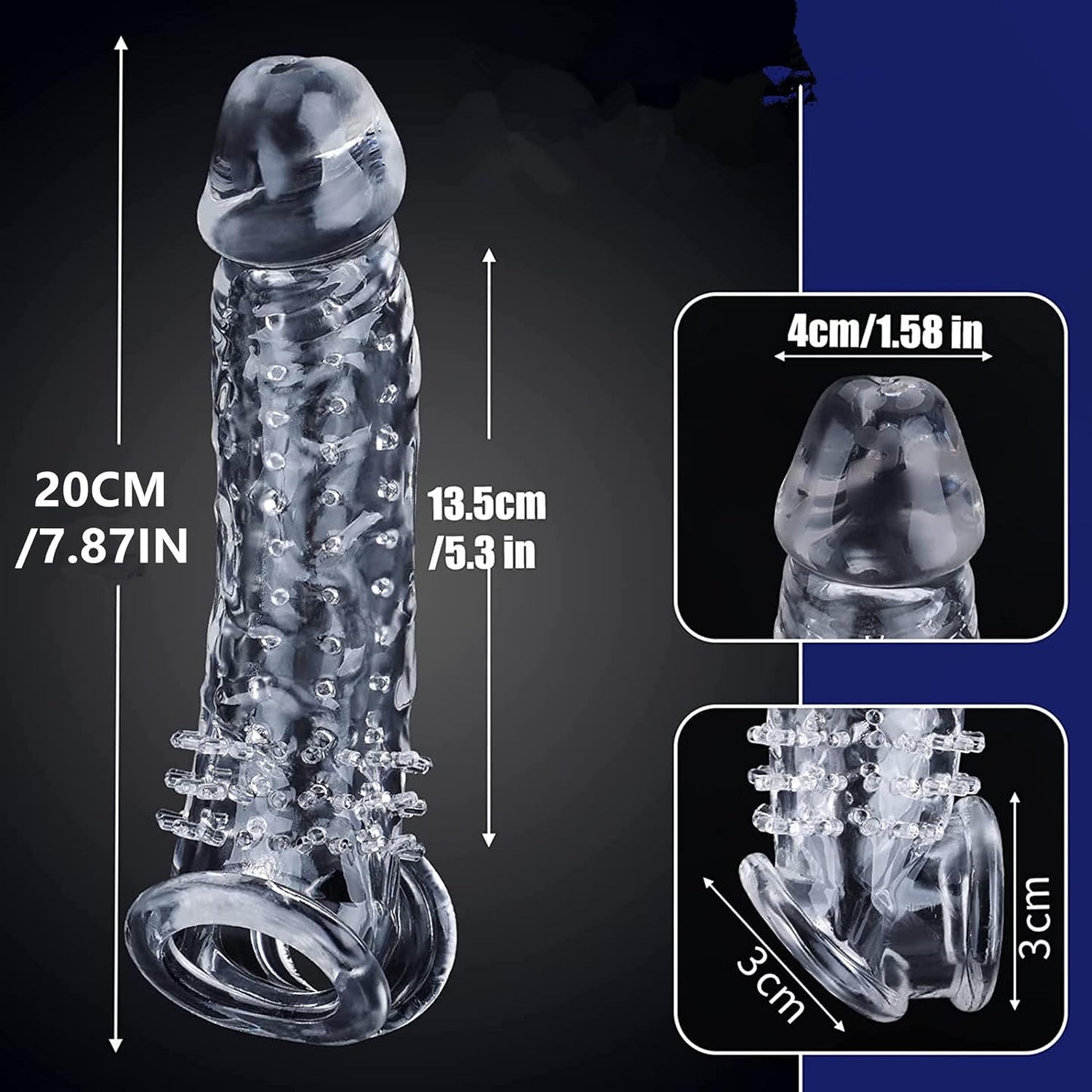 Transparent Threaded mace Condom Male Condom Adult Lock fine Ring Crystal Sleeve q6654491