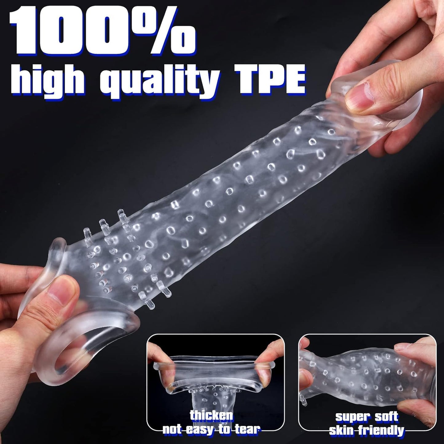 Transparent Threaded mace Condom Male Condom Adult Lock fine Ring Crystal Sleeve q6654491