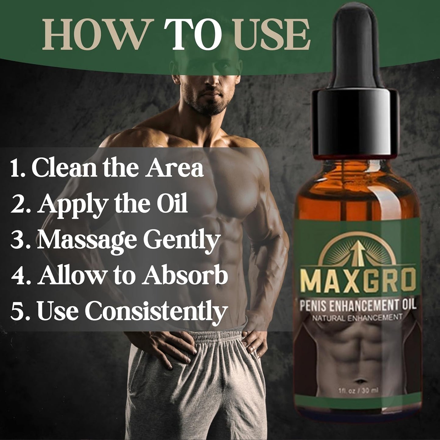 Enhancement Oil for Men – Improve Strength & Stamina Boost Health Natural Herbal Ingredients for All Male Skin Types (1oz)