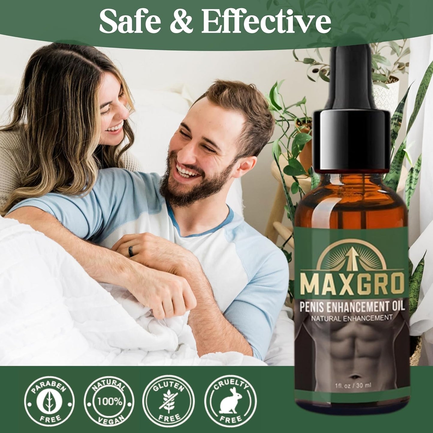 Enhancement Oil for Men – Improve Strength & Stamina Boost Health Natural Herbal Ingredients for All Male Skin Types (1oz)