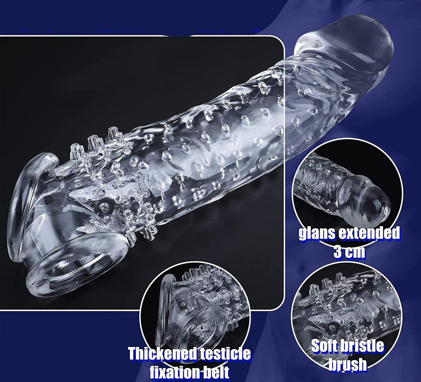 Transparent Threaded mace Condom Male Condom Adult Lock fine Ring Crystal Sleeve q6654491