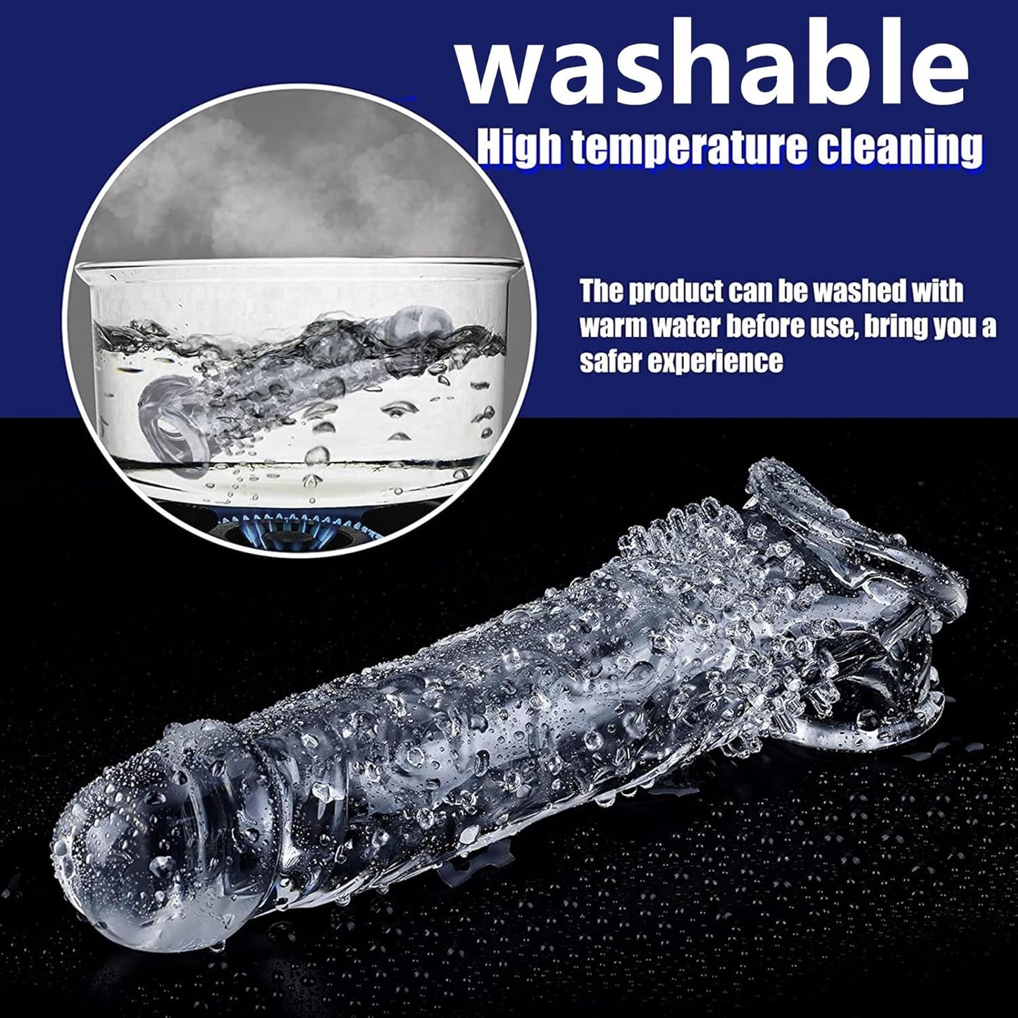 Transparent Threaded mace Condom Male Condom Adult Lock fine Ring Crystal Sleeve q6654491