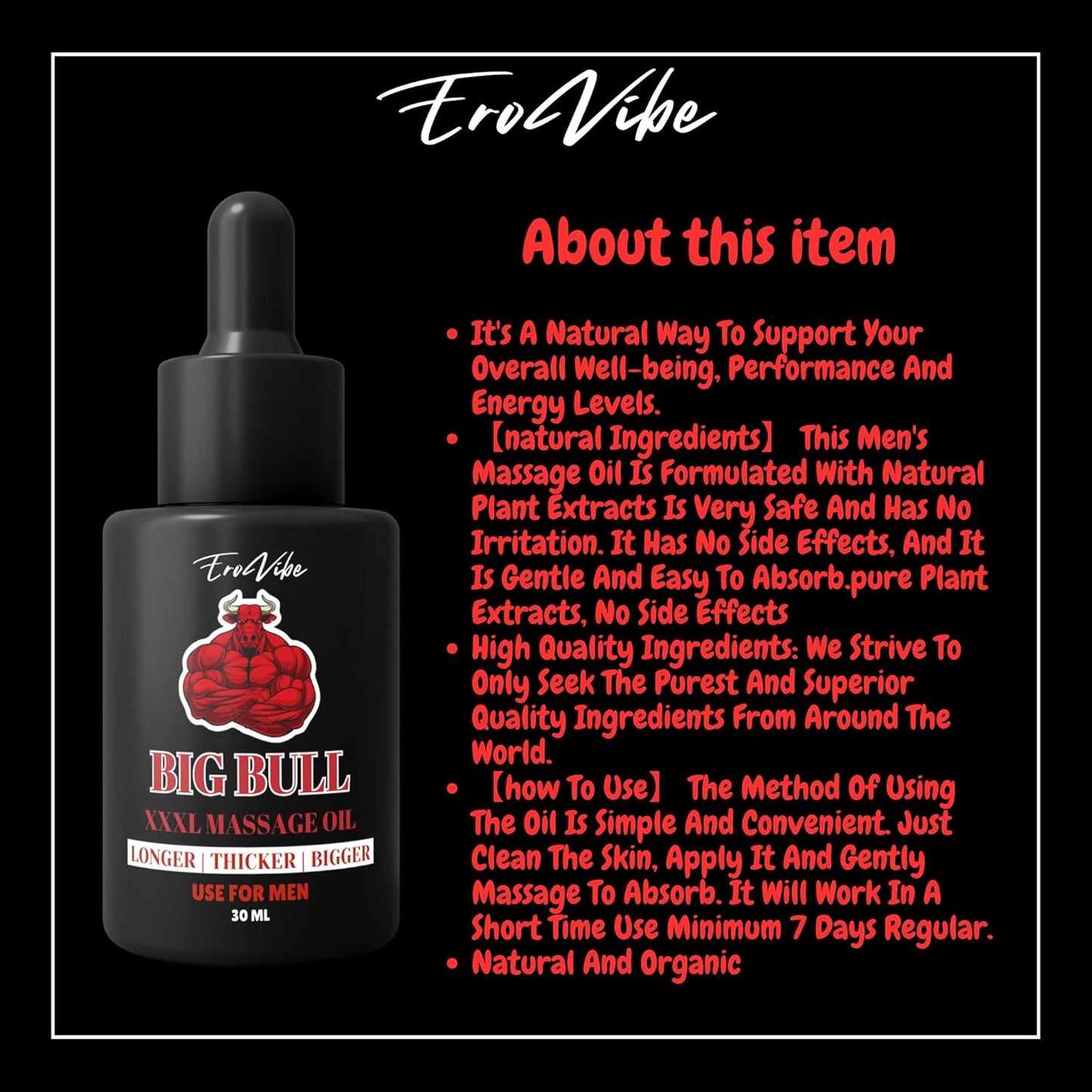 Men's Massage Oil Penis Becomes Longer Thicker Enhancement Men Energy for Care Delay Performance Boost Strength