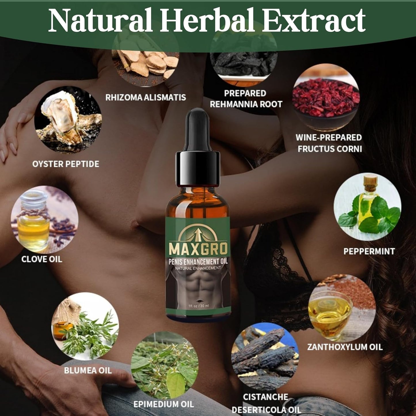 Enhancement Oil for Men – Improve Strength & Stamina Boost Health Natural Herbal Ingredients for All Male Skin Types (1oz)