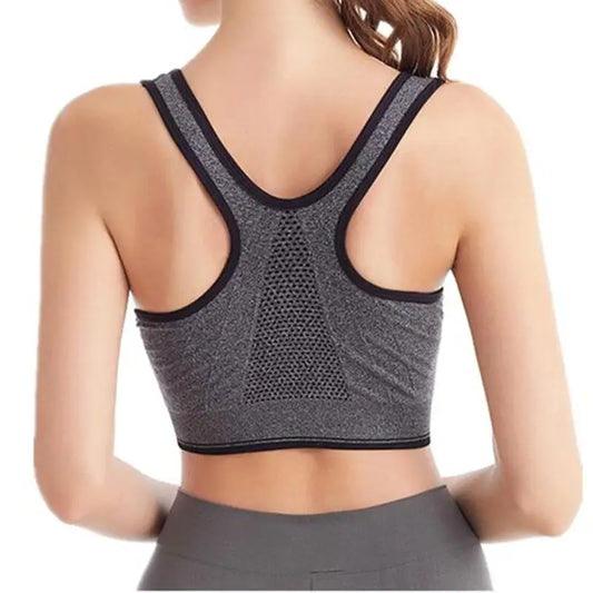 Front Zipper Seamless Sports Bra – High Stretch Breathable Shockproof Fitness Top