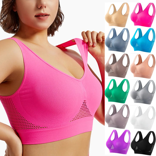 Plus Size Wireless Sports Bra – Breathable Comfy Fitness Tank Top