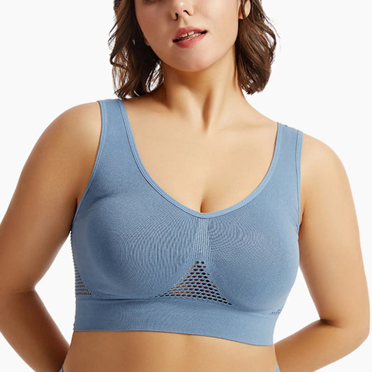 Plus Size Wireless Sports Bra – Breathable Comfy Fitness Tank Top